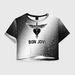Женский топ Bon Jovi glitch на светлом фоне