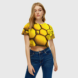 Футболка 3D укороченная женская Желтые объемные плиты, цвет: 3D-принт — фото 2