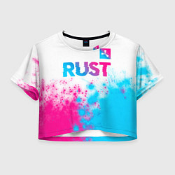 Футболка 3D укороченная женская Rust neon gradient style: символ сверху, цвет: 3D-принт