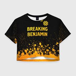 Футболка 3D укороченная женская Breaking Benjamin - gold gradient: символ сверху, цвет: 3D-принт