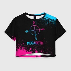 Футболка 3D укороченная женская Megadeth - neon gradient, цвет: 3D-принт