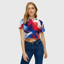 Футболка 3D укороченная женская Красный герб России, цвет: 3D-принт — фото 2