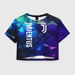 Футболка 3D укороченная женская Juventus logo blue, цвет: 3D-принт