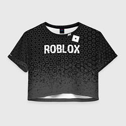 Футболка 3D укороченная женская Roblox glitch на темном фоне: символ сверху, цвет: 3D-принт