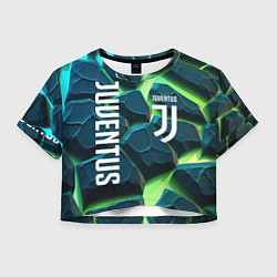 Футболка 3D укороченная женская Juventus green neon, цвет: 3D-принт