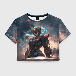 Футболка 3D укороченная женская Бронированная жница, цвет: 3D-принт