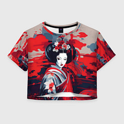 Футболка 3D укороченная женская Geisha vector style, цвет: 3D-принт