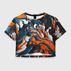 Футболка 3D укороченная женская Мазки краски - CS GO, цвет: 3D-принт