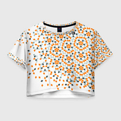 Футболка 3D укороченная женская Плитки Пенроуза в оранжево серой палитре, цвет: 3D-принт