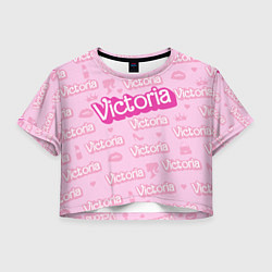 Футболка 3D укороченная женская Виктория - паттерн Барби розовый, цвет: 3D-принт
