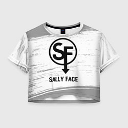 Футболка 3D укороченная женская Sally Face glitch на светлом фоне, цвет: 3D-принт