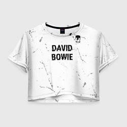 Футболка 3D укороченная женская David Bowie glitch на светлом фоне: символ сверху, цвет: 3D-принт