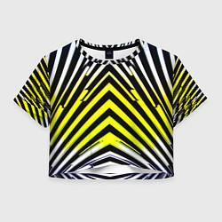 Футболка 3D укороченная женская Зеркальный паттерн из полос, цвет: 3D-принт