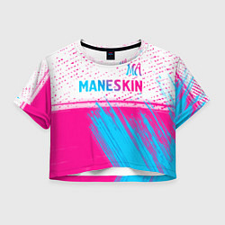 Футболка 3D укороченная женская Maneskin neon gradient style: символ сверху, цвет: 3D-принт
