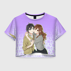 Футболка 3D укороченная женская Хори и Миямура, цвет: 3D-принт