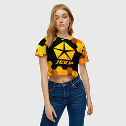 Футболка 3D укороченная женская Jeep - gold gradient, цвет: 3D-принт — фото 2