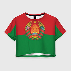 Футболка 3D укороченная женская Республика Беларусь, цвет: 3D-принт