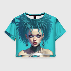 Женский топ Девушка панк с синими волосами