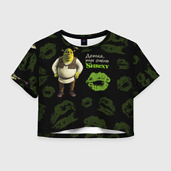 Футболка 3D укороченная женская Shrexy Shrek, цвет: 3D-принт