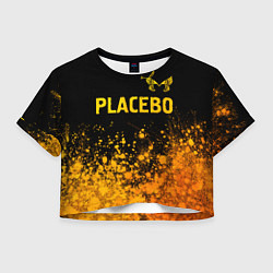 Футболка 3D укороченная женская Placebo - gold gradient посередине, цвет: 3D-принт