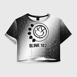 Футболка 3D укороченная женская Blink 182 glitch на светлом фоне, цвет: 3D-принт