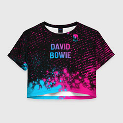 Футболка 3D укороченная женская David Bowie - neon gradient посередине, цвет: 3D-принт