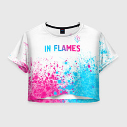 Футболка 3D укороченная женская In Flames neon gradient style посередине, цвет: 3D-принт