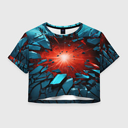 Футболка 3D укороченная женская Взрыв бирюзовых камней, цвет: 3D-принт