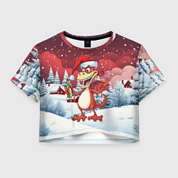 Женский топ Красный дракончик с шампанским