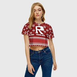 Футболка 3D укороченная женская Roblox christmas sweater, цвет: 3D-принт — фото 2