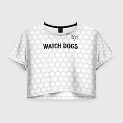 Футболка 3D укороченная женская Watch Dogs glitch на светлом фоне посередине, цвет: 3D-принт