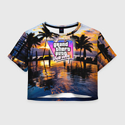 Футболка 3D укороченная женская Grand theft auto 6 vice city, цвет: 3D-принт