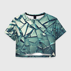 Футболка 3D укороченная женская Битое стекло текстура, цвет: 3D-принт