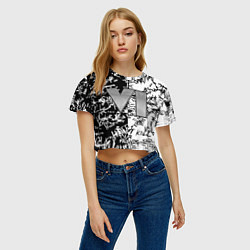 Футболка 3D укороченная женская GTA 6 чб, цвет: 3D-принт — фото 2