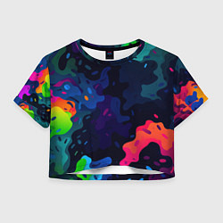 Женский топ Яркие кислотная разноцветные пятна в виде камуфляж