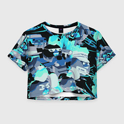 Футболка 3D укороченная женская Chicken Gun разборка, цвет: 3D-принт