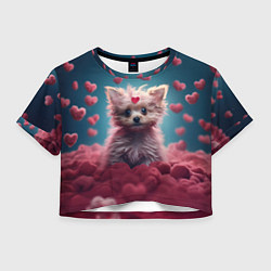 Женский топ Милый щенок в сердечках