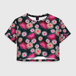 Футболка 3D укороченная женская Floral pattern, цвет: 3D-принт