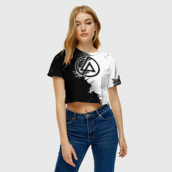Футболка 3D укороченная женская Linkin park - черно-белая абстракция, цвет: 3D-принт — фото 2