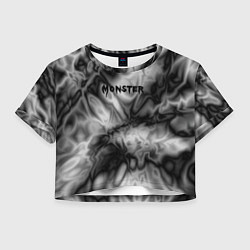 Футболка 3D укороченная женская Мятый градиент Monster, цвет: 3D-принт