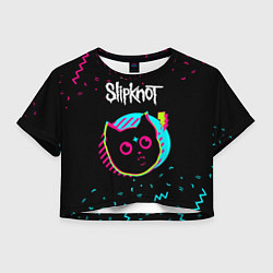 Футболка 3D укороченная женская Slipknot - rock star cat, цвет: 3D-принт