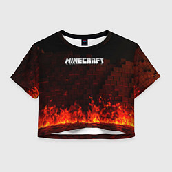 Футболка 3D укороченная женская Minecraft fire logo, цвет: 3D-принт