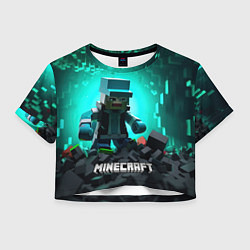 Футболка 3D укороченная женская Minecraft квадратный персонаж, цвет: 3D-принт