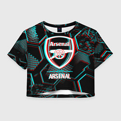 Женский топ Arsenal FC в стиле glitch на темном фоне