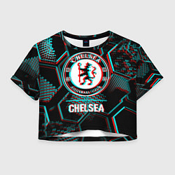 Женский топ Chelsea FC в стиле glitch на темном фоне