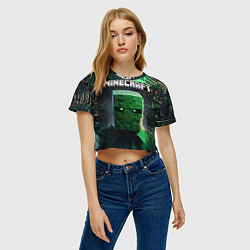 Футболка 3D укороченная женская Minecraft зеленый персонаж каменные джунгли, цвет: 3D-принт — фото 2