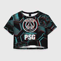 Женский топ PSG FC в стиле glitch на темном фоне