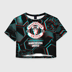 Женский топ Manchester United FC в стиле glitch на темном фоне