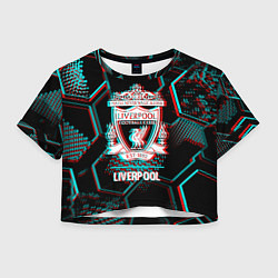 Женский топ Liverpool FC в стиле glitch на темном фоне