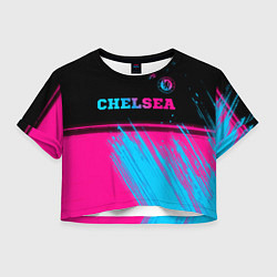 Футболка 3D укороченная женская Chelsea - neon gradient посередине, цвет: 3D-принт